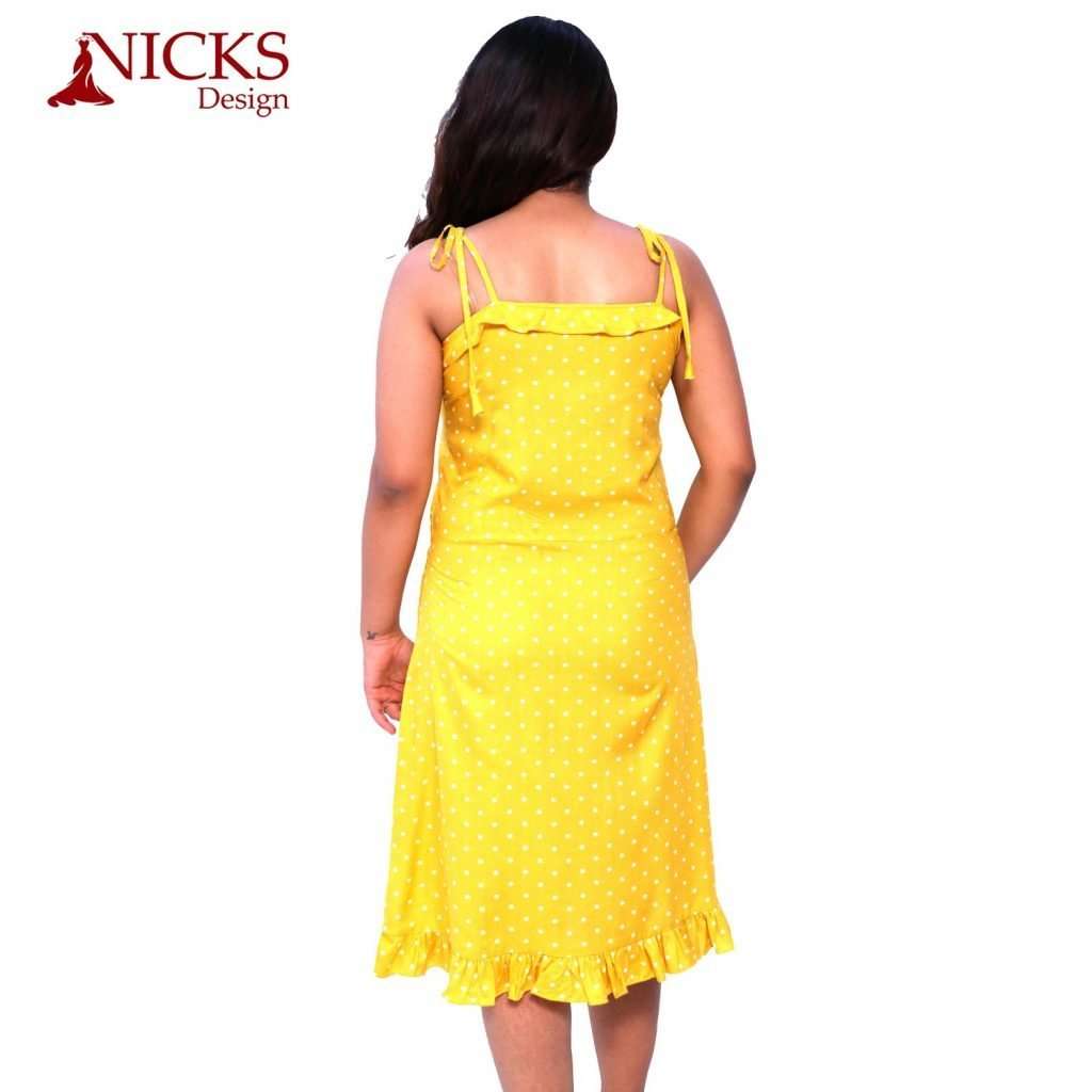 Yellow polka dot dress is available at NICKS DESIGN online &store