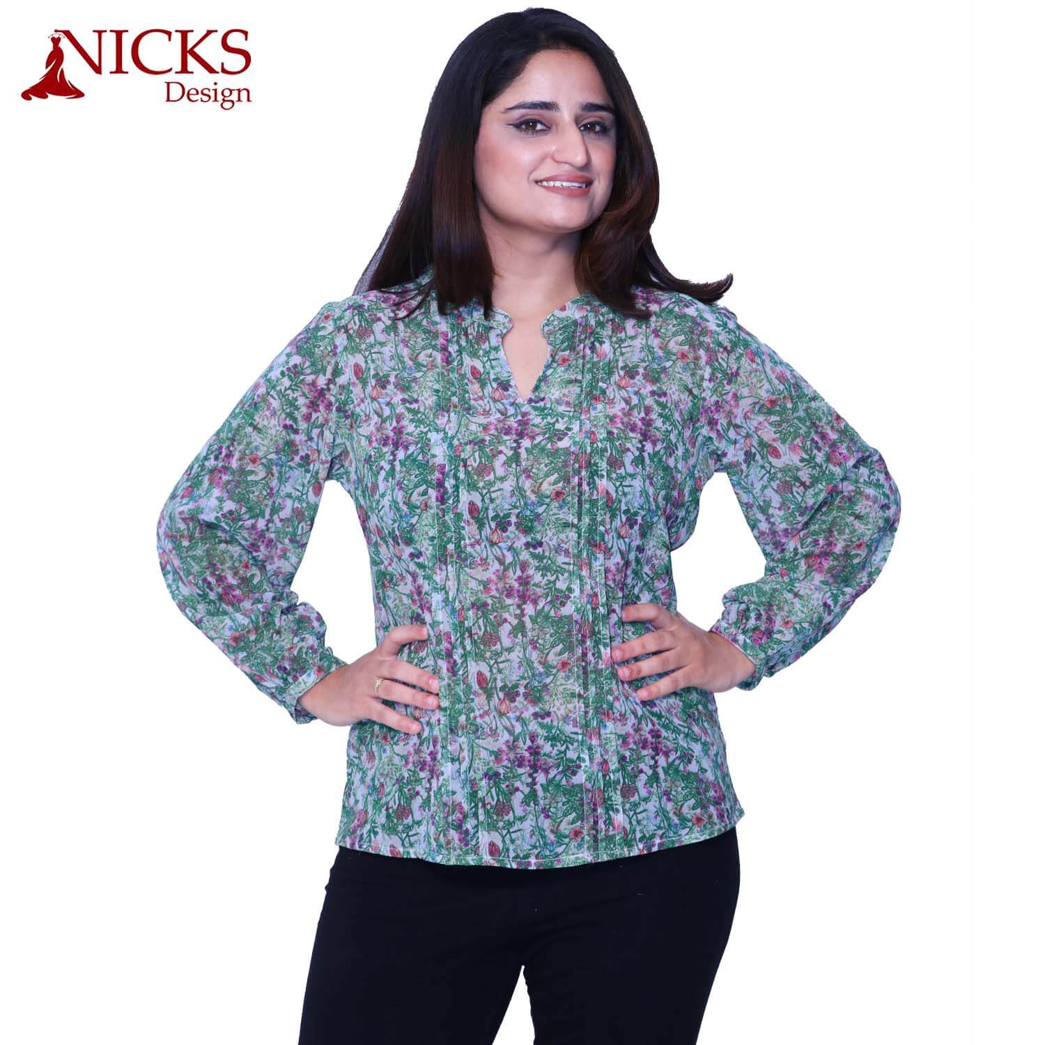 Summer Girls Georgette 3/4Th Sleeves Floral Embroidered Tops, Size: S, M &  L at Rs 400/piece in New Delhi